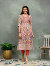 Yoke Embroidered Cotton Blend Kurta